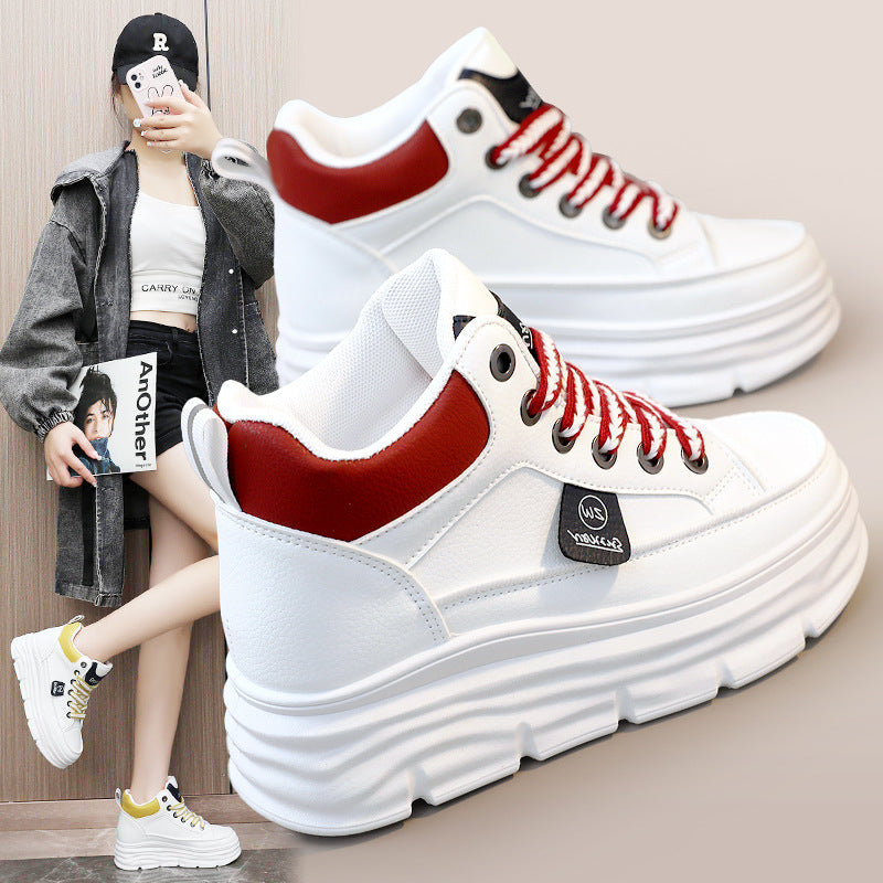 Damen Plateausneaker Stabile Sohle Mit Schnürsenkeln Modisch - BerlinGlamour