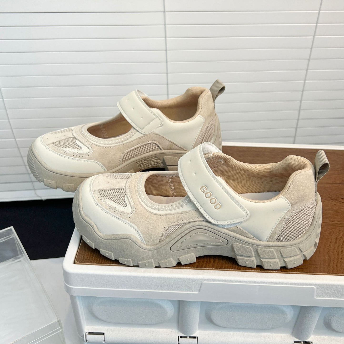 Damen Sneaker Bequem Stützende Klettverschluss Laufschuhe