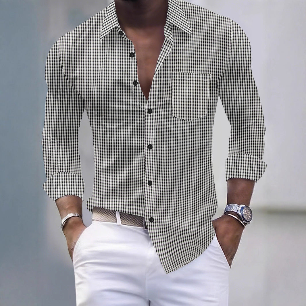 Herren Langarmhemd Checkmuster Modern Urban