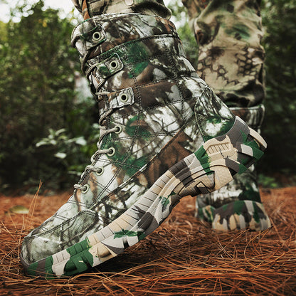 Herren Camo Stiefel Militärstil Schwarz