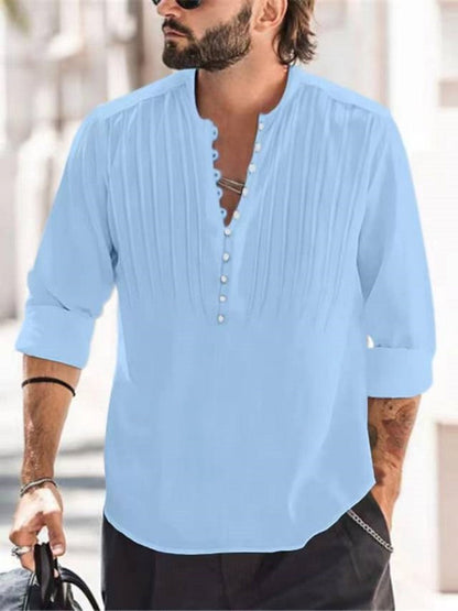 Herren Hemd Plissee Elegantes Button Down Design