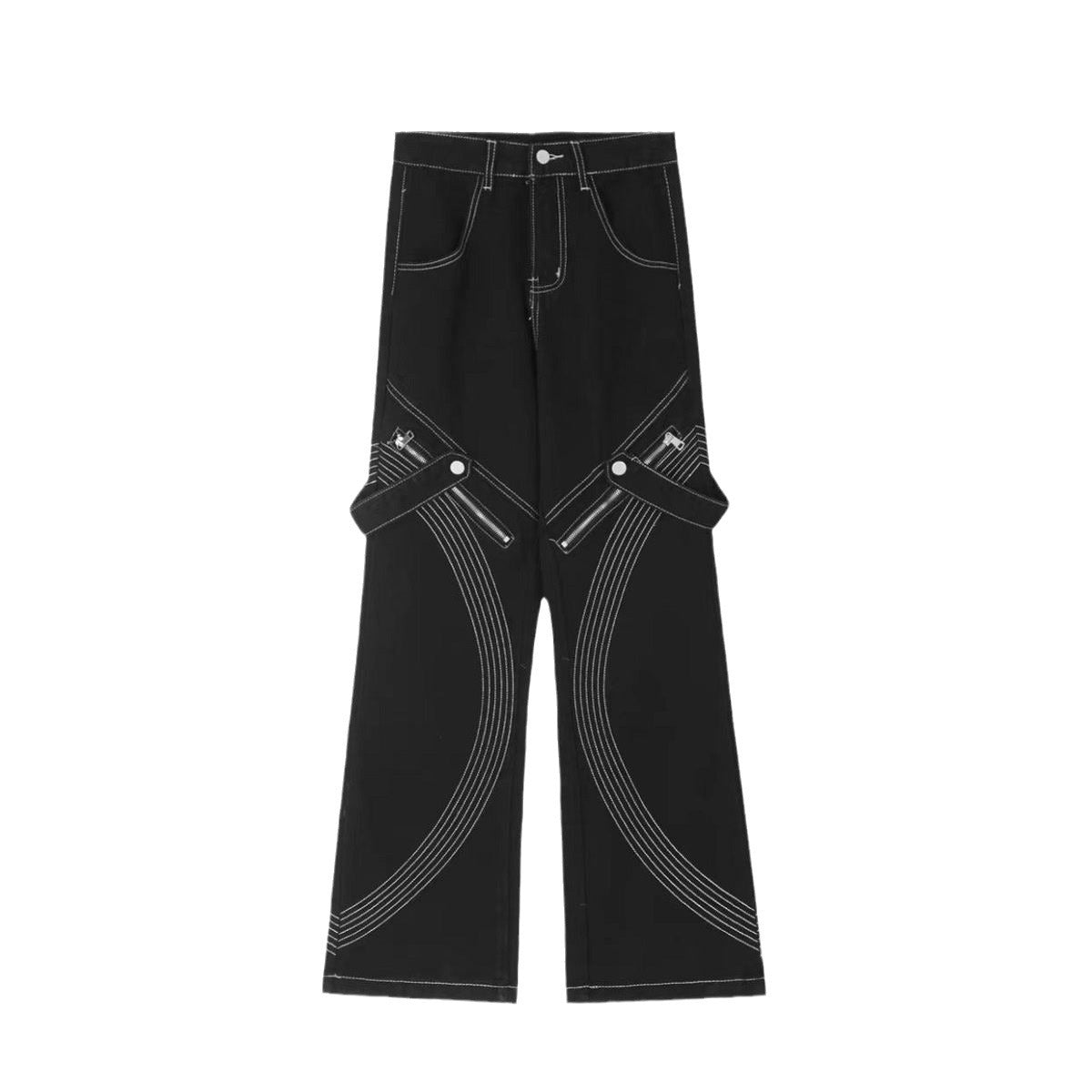 Herren Cargo-Hosen Modern mit Kontrastnähten und Reißverschluss