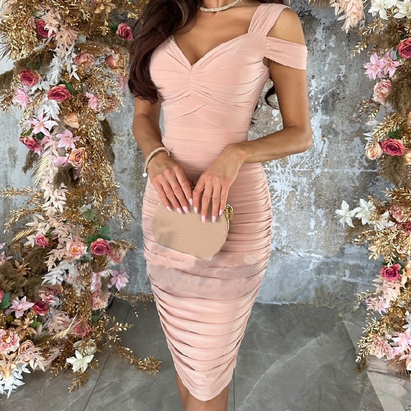 Kleid Damen Bodycon Asymmetrisch RüschendetailsSexy