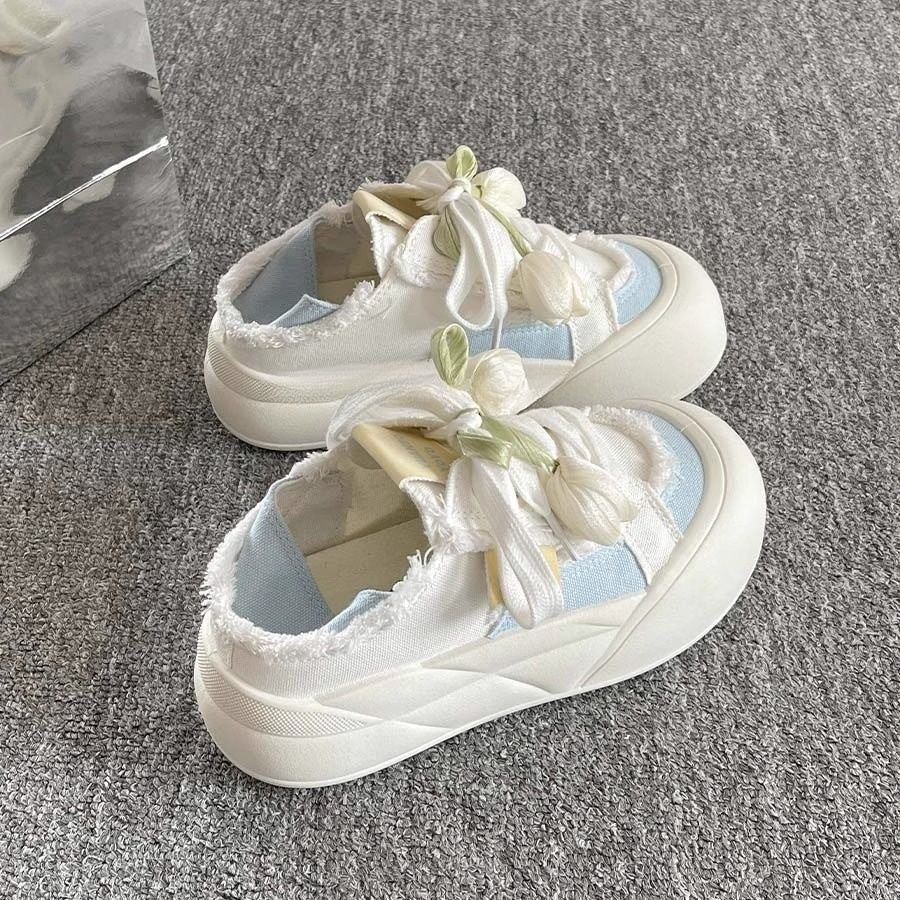 Damen Sneaker Trendig Florale Schnürsenkel Moderne Schuhe