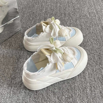 Damen Sneaker Trendig Florale Schnürsenkel Moderne Schuhe