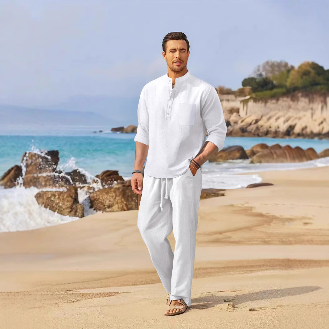 Herren Strandanzug Modern mit Stehkragen und Taschen - BerlinGlamour