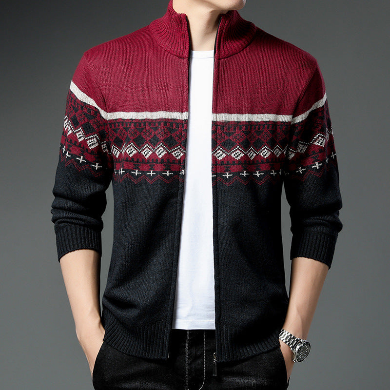 Herren Strickjacke Hochkragen Modern mit Muster