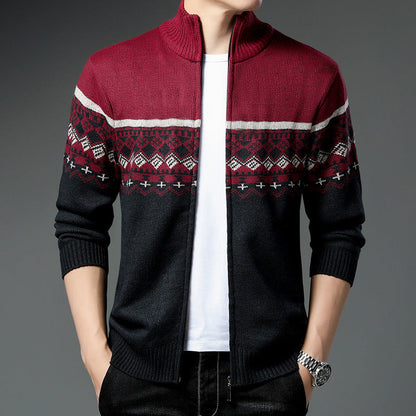 Herren Strickjacke Hochkragen Modern mit Muster