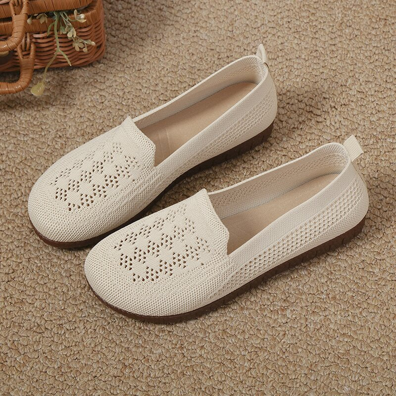 Damen Slip-On Schuhe Bequem Lochmuster Modern