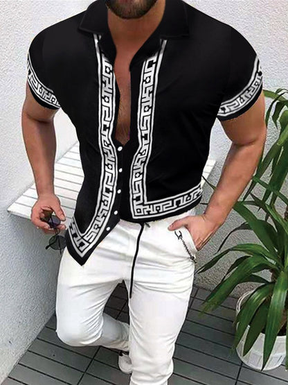Herren Hemd Kurzarm Geometrisch Druck Modern Berlin Style - BerlinGlamour
