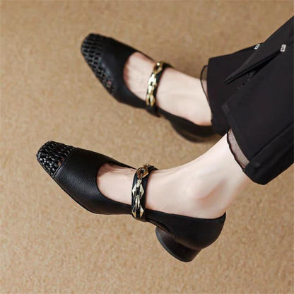 Damen Ballerinas Elegante Riemchen Schuhe Absatz
