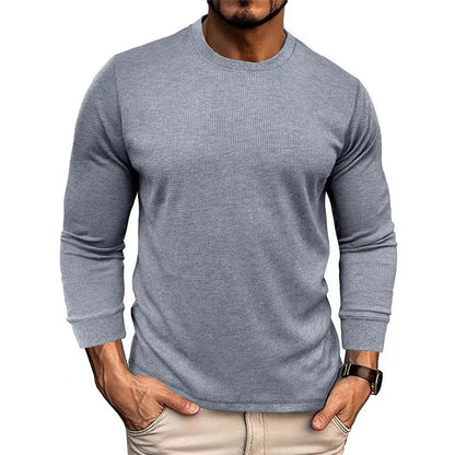 Herren Langarmshirt Strukturiert Rippstoff Elegant