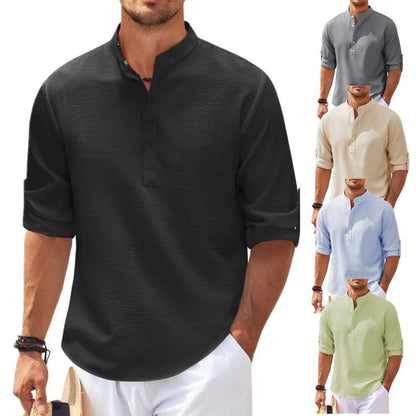 Herren Langarmhemd mit Struktur Modern Lässig Style