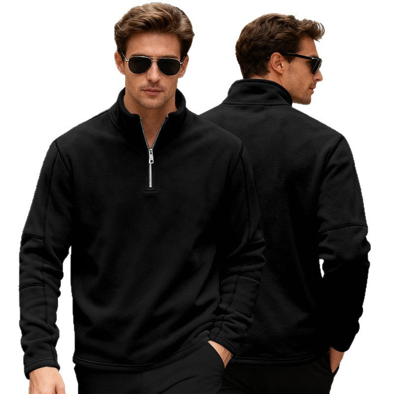 Herren Fleecepullover Kurz Reißverschluss Warm Modern