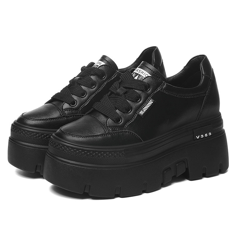 Damen Plateau Sneaker Rutschfest Schnüren Modisch