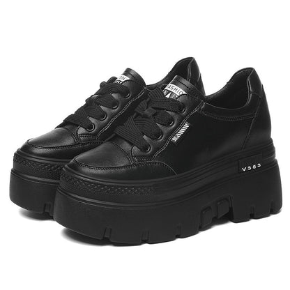 Damen Plateau Sneaker Rutschfest Schnüren Modisch