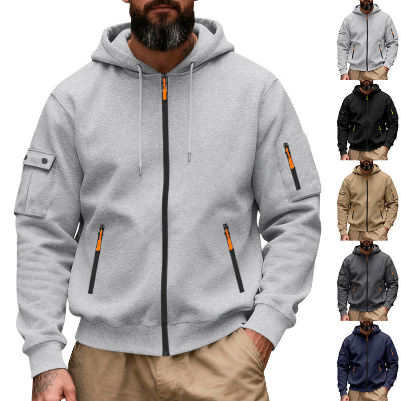 Herren Hoodie Sportlich mit Reißverschlusstaschen Modern - BerlinGlamour