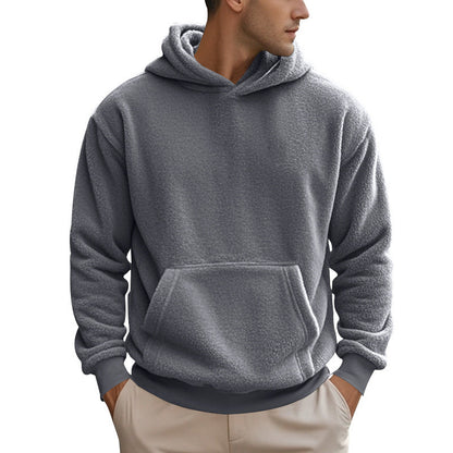 Herren Fleece-Hoodie Kuschelig Elastisch Mit Kängurutasche