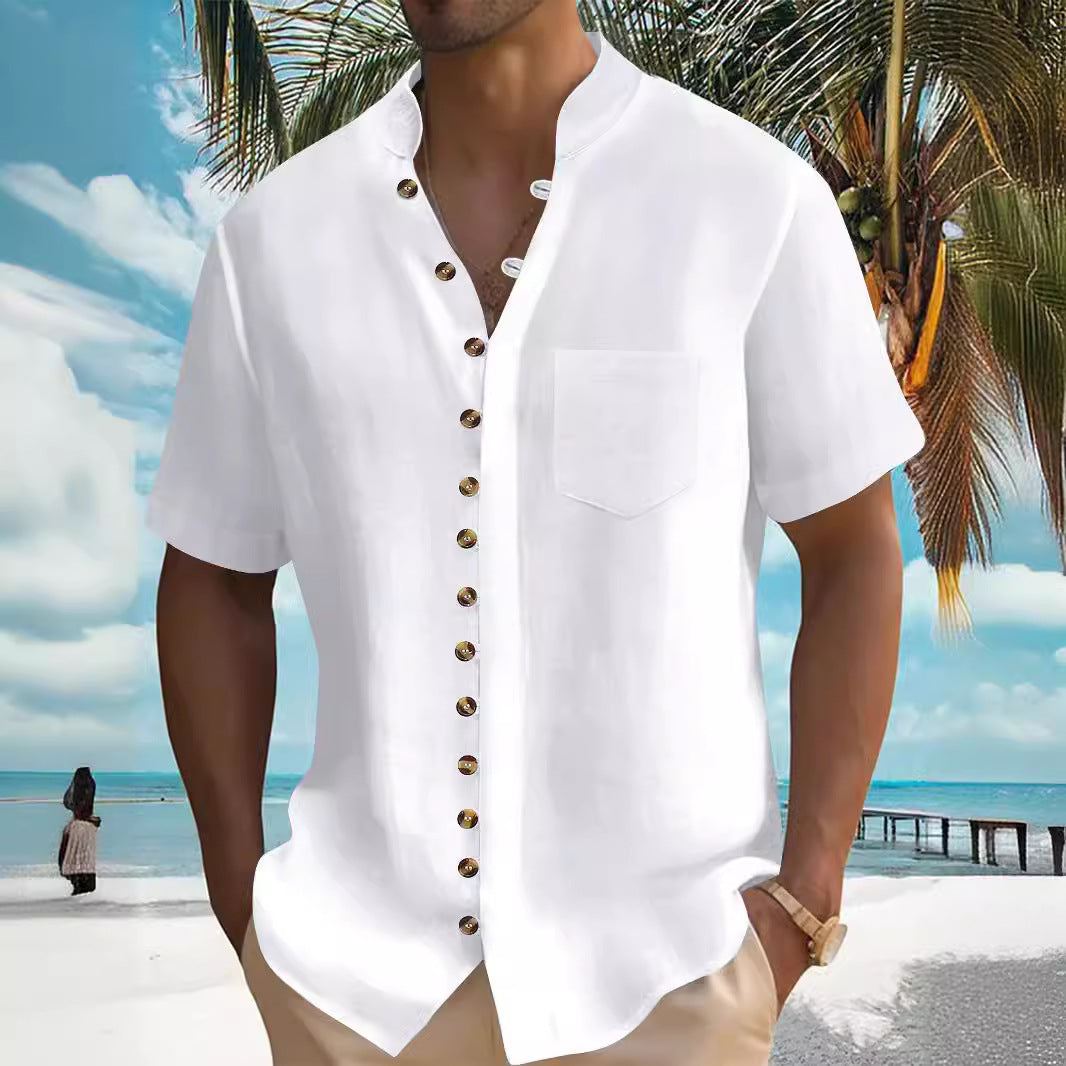 Herren Kurzarm Hemd Modern Knopfdesign Slim Fit - BerlinGlamour
