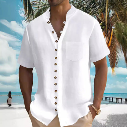 Herren Kurzarm Hemd Modern Knopfdesign Slim Fit - BerlinGlamour