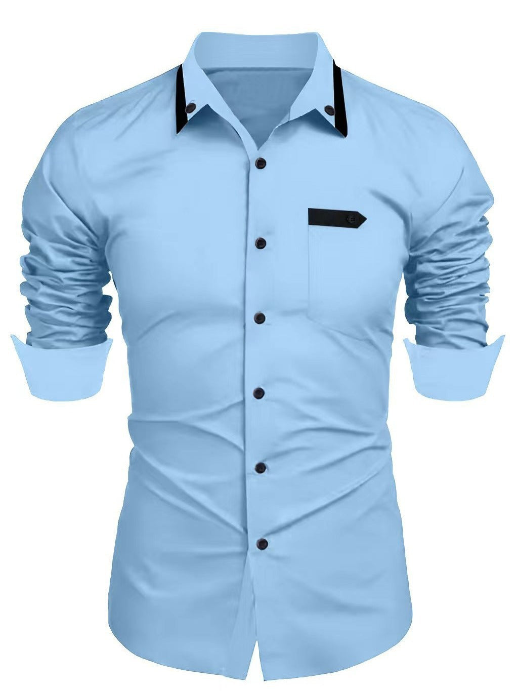 Elegantes Langarmhemd Herren mit Kontrastknöpfen Modern