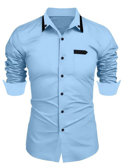 Elegantes Langarmhemd Herren mit Kontrastknöpfen Modern