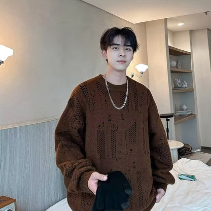 Herren Strickpullover Lässig mit Lochmuster Modern Berlin