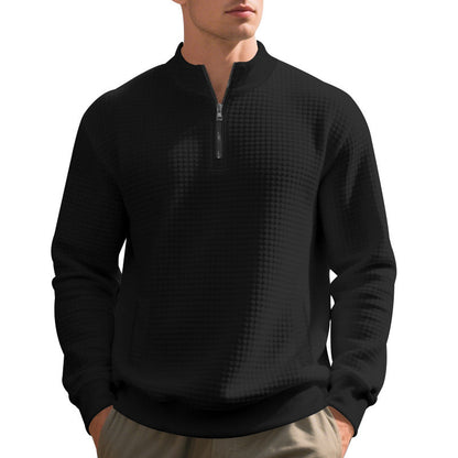 Herren Sweatshirt Halbzipp Reißverschluss Strukturiert Modern
