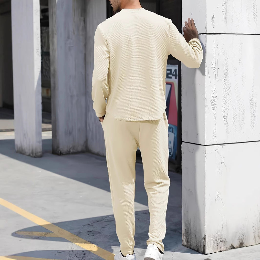 Herren Freizeit-Set mit hohem Kragen und Taschen Casual Style