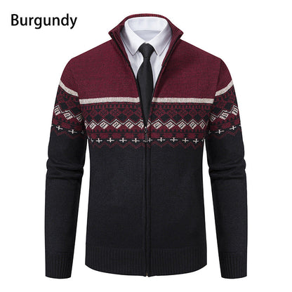 Herren Strickjacke Modern Hochkragen Grau
