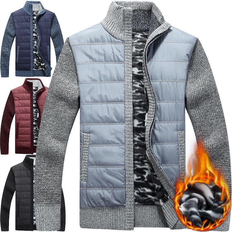 Herren Steppjacke Modern Strick Ärmel Warm