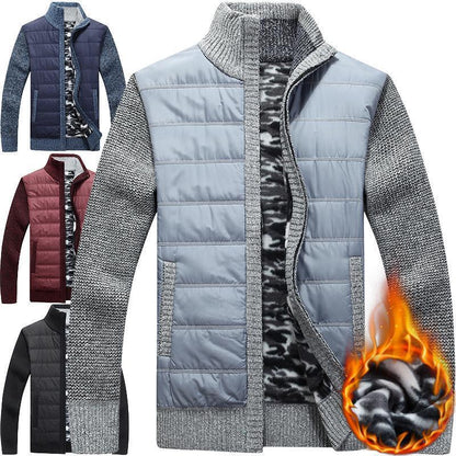 Herren Steppjacke Modern Strick Ärmel Warm