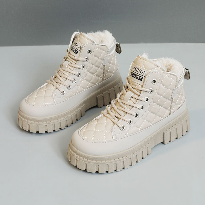 Damen Sneaker High-Top Gefüttert Rutschfest Schwarz