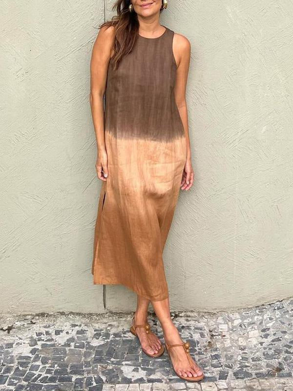 Sommerkleid Ärmellos Leinen Baumwolle Lang