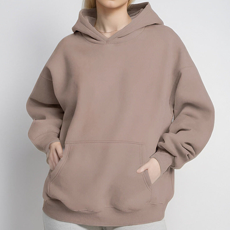 Damen Kapuzenpullover Weich Fleece Lockere Passform