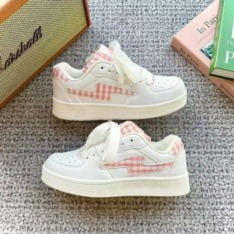 Damen Sneaker Sportlich Bequem Kariert