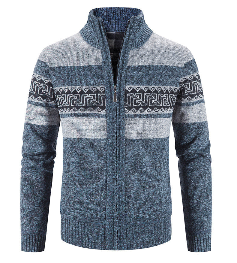 Herren Strickjacke Gemütlich Mit Kapuze Grau