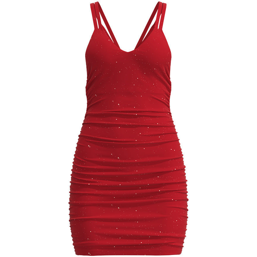 Kleid Damen Minikleid Glitzernd Sternenmuster Partykleid