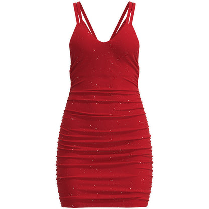 Kleid Damen Minikleid Glitzernd Sternenmuster Partykleid