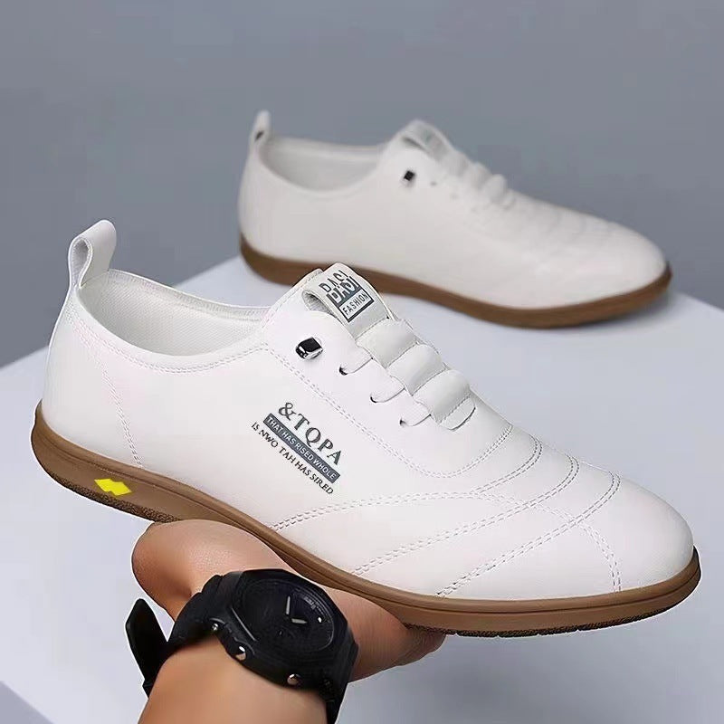 Herren Leder Sneaker Bequem Rutschfest Schwarz - BerlinGlamour