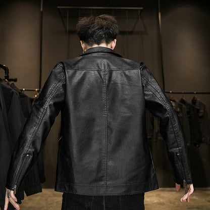 Lederjacke Herren Lässig Urban Schwarz
