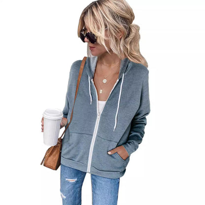 Kapuzenpullover Damen Bequem mit Reißverschluss und Taschen