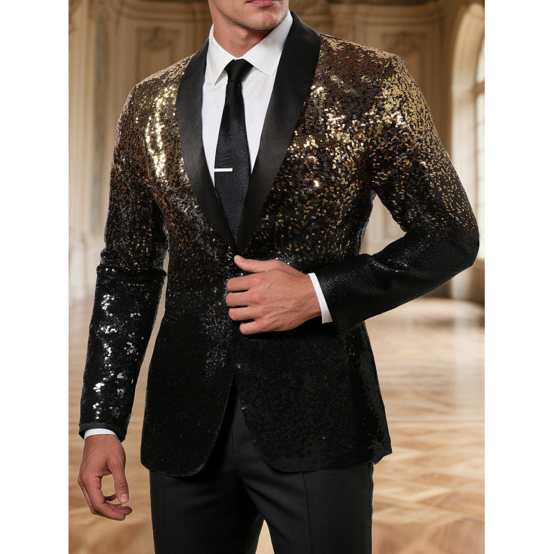 Herren Glitzerblazer Elegant Pailletten Designer Jacke