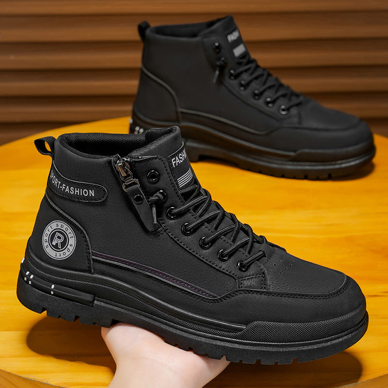 Damen Sneaker High-Top Schwarz mit Reißverschluss Modisch - BerlinGlamour