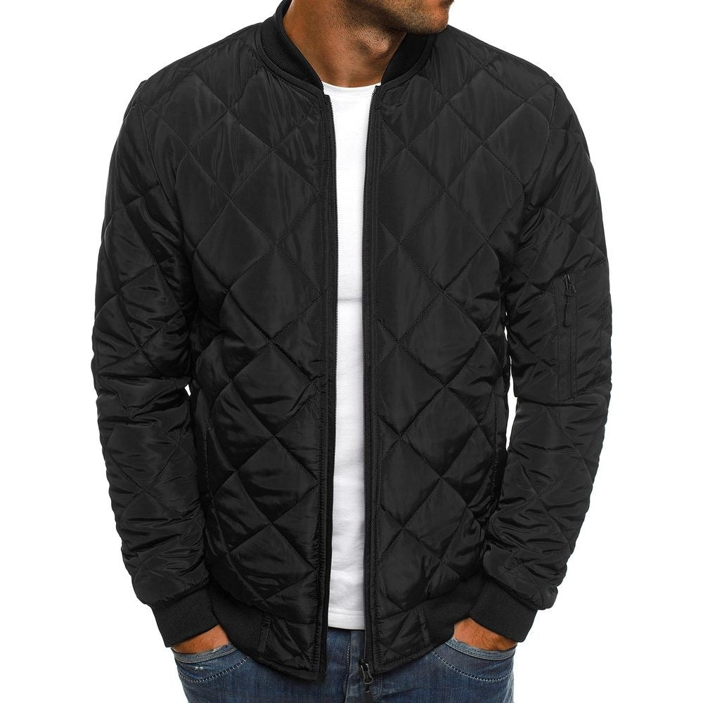 Herren Bomberjacke Steppjacke Hochkragen Schwarz Modern