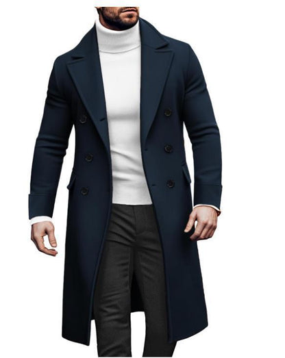 Herren Doppelmantel Eleganter Wintermantel Mit Taschen