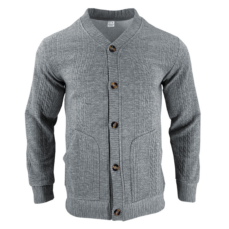 ein Beispiel für einen neuen Titel: Herren Strickjacke mit hochwertigem Strukturmuster und modernen Knöpfen