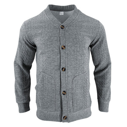 ein Beispiel für einen neuen Titel: Herren Strickjacke mit hochwertigem Strukturmuster und modernen Knöpfen