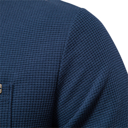 Herren Langarmshirt Waffelstruktur mit Brusttasche Modern