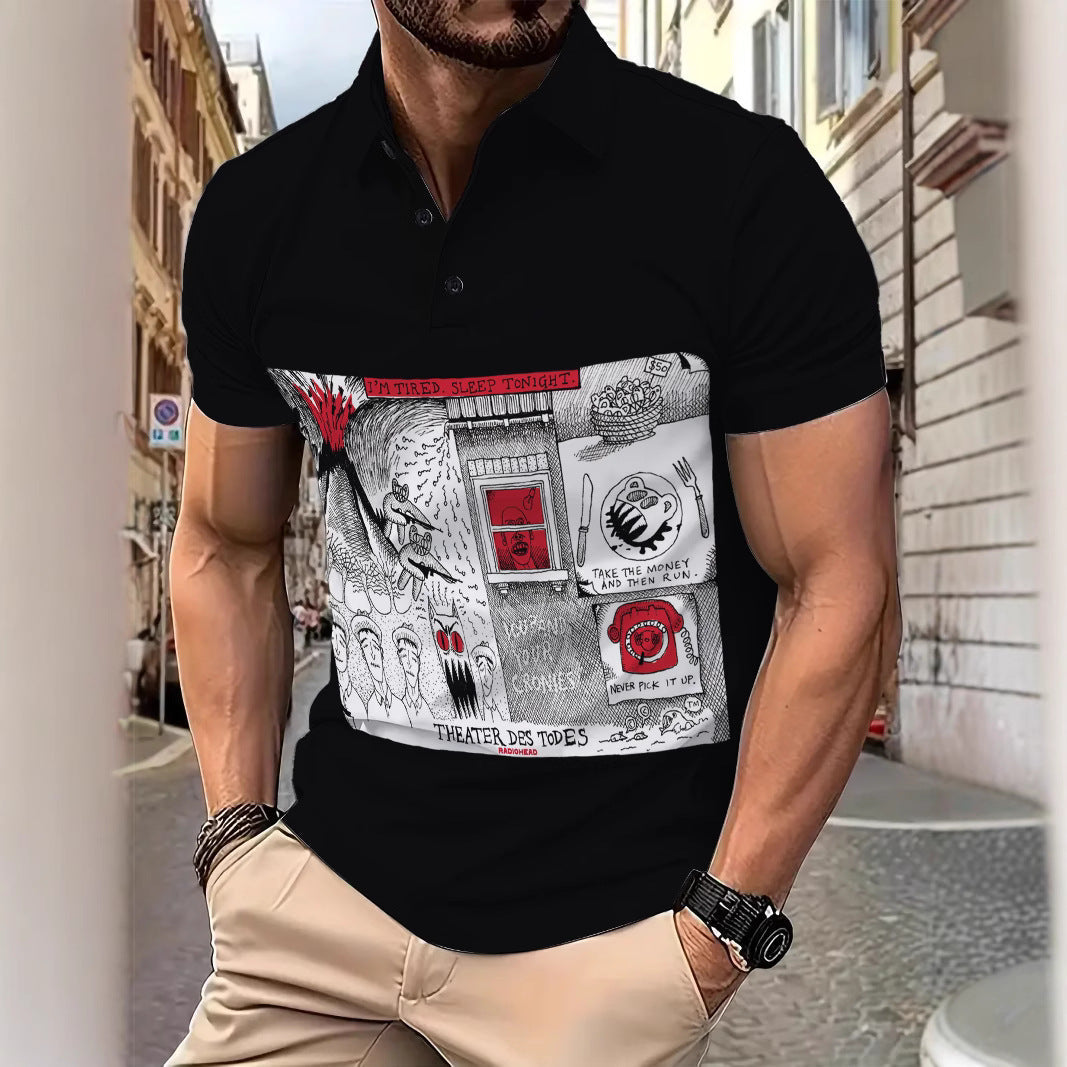 Herren Poloshirt Modern Grafikprint Berlin Style - BerlinGlamour